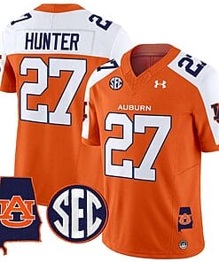 Jarquez Hunter Jersey #27 Auburn Tigers SEC Patch Vapor Limited College Football Stitched Orange Alternate