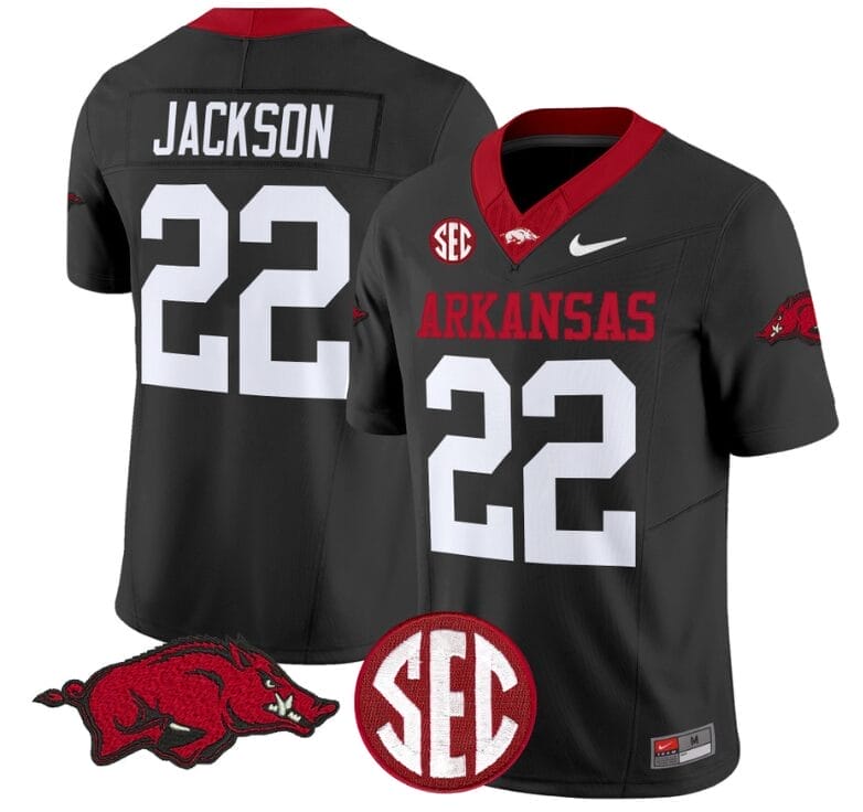 Ja'Quinden Jackson Jersey #22 Arkansas Razorbacks Vapor Limited College Football Stitched Black