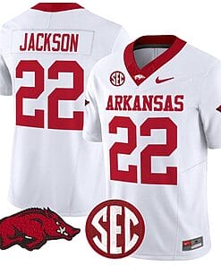 Ja'Quinden Jackson Jersey #22 Arkansas Razorbacks Vapor Limited College Football Stitched White