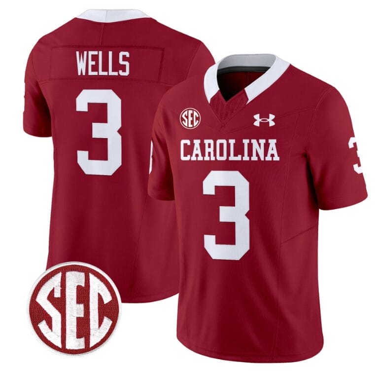 Juice Wells Jersey #3 South Carolina Gamecocks Football 1980 Throwback Vapor Limited SEC Patch Garnet