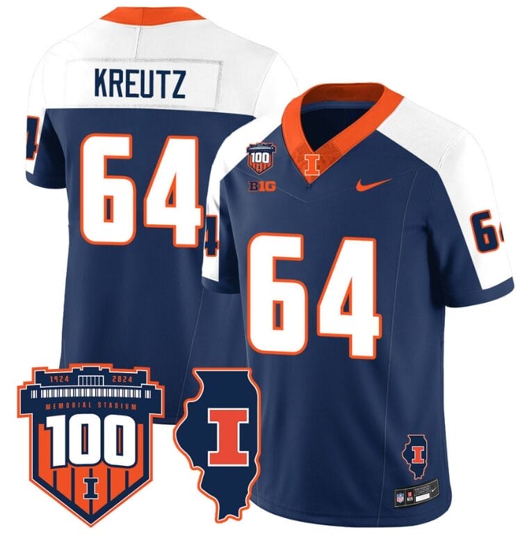 Josh Kreutz Jersey #64 Illinois Fighting Vapor Limited College Football Stitched Navy Alternate