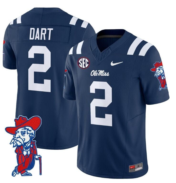Jaxson Dart Jersey #2 Ole Miss Rebels Vapor Limited College Football Stitched Navy