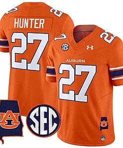 Jarquez Hunter Jersey #27 Auburn Tigers SEC Patch Vapor Limited College Football Stitched Orange
