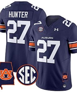 Jarquez Hunter Jersey #27 Auburn Tigers SEC Patch Vapor Limited College Football Stitched Navy