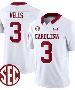 Juice Wells Jersey #3 South Carolina Gamecocks Football 1980 Throwback Vapor Limited SEC Patch White