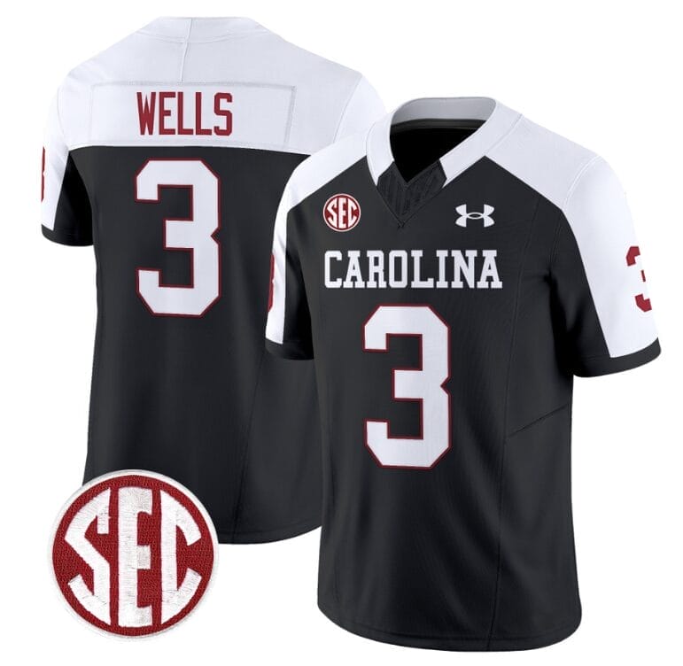 Juice Wells Jersey #3 South Carolina Gamecocks Football 1980 Throwback Vapor Limited SEC Patch Black Alternate