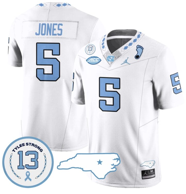 JJ Jones Jersey #5 North Carolina Tar Heels Vapor College Football Stitched White