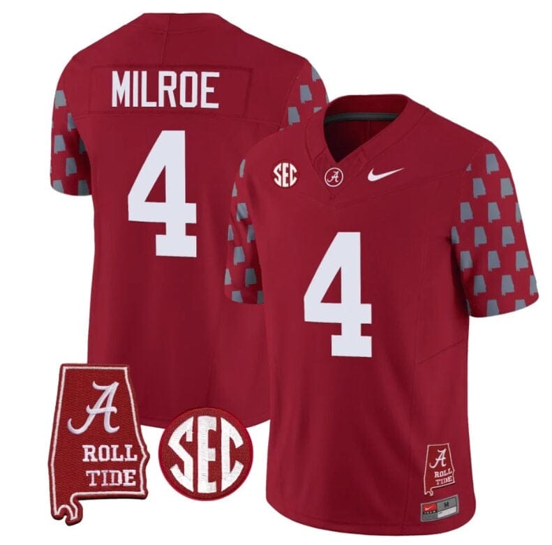Jalen Milroe Jersey #4 Alabama Crimson Tide Vapor College Football Limited Stitched Crimson