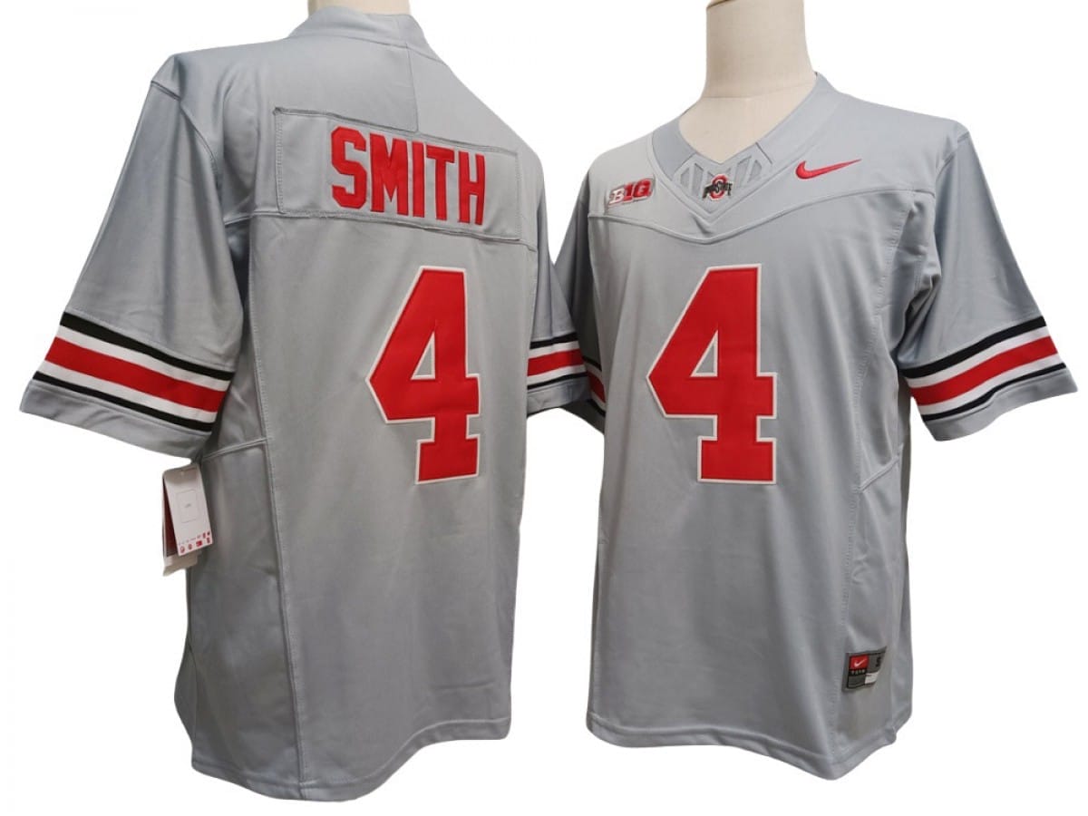 Jeremiah Smith Jersey #4 Ohio State Buckeyes Vapor F.U.S.E. Football Limited Gray