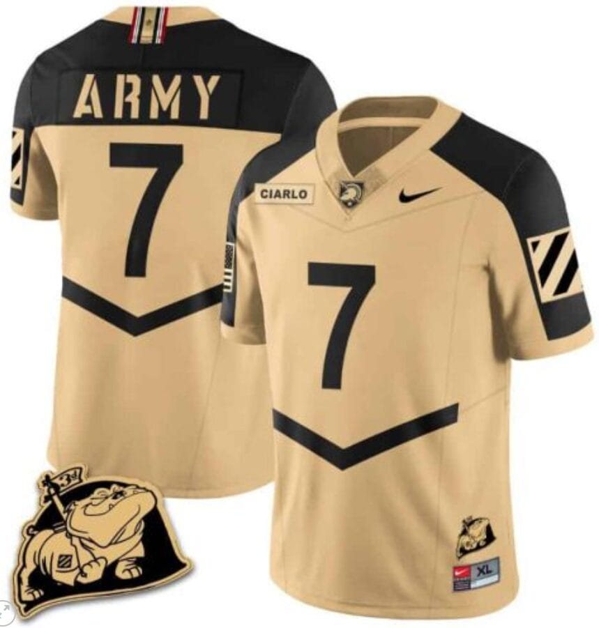 Jimmy Ciarlo Jersey #7 Army Black Knights Jersey Rocky The Bulldog Patch Vapor Limited College Football Stitched Gold Alternate