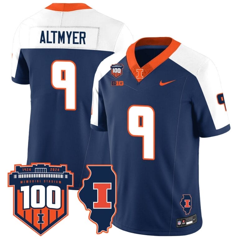 Luke Altmyer Jersey #9 Illinois Fighting Vapor Limited College Football Stitched Navy Alternate