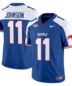 LJ Johnson Jr Jersey #11 SMU Mustangs Icy College Football Vapor Limited Blue Alternate