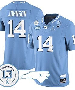 Max Johnson Jersey #14 North Carolina Tar Heels Vapor College Football Stitched Blue