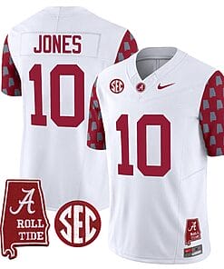 Mac Jones Jersey #10 Alabama Crimson Tide Vapor College Football Limited Stitched Crimson Sleeves