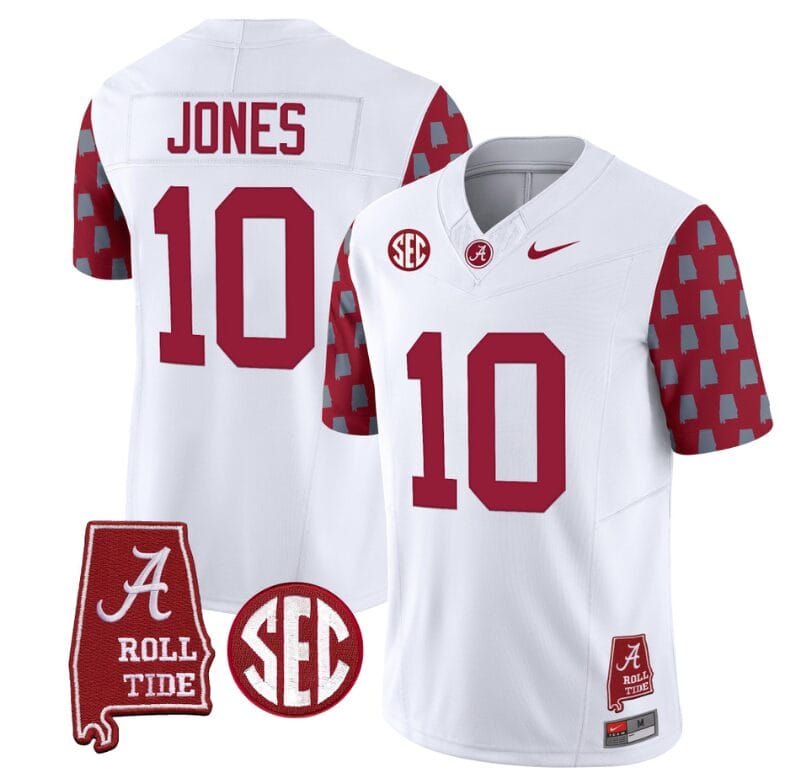 Mac Jones Jersey #10 Alabama Crimson Tide Vapor College Football Limited Stitched Crimson Sleeves