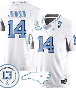 Max Johnson Jersey #14 North Carolina Tar Heels Vapor College Football Stitched White
