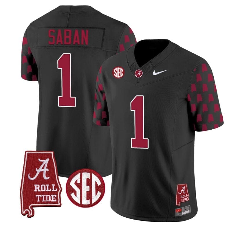 Nick Saban Jersey #1 Alabama Crimson Tide Vapor College Football Limited Stitched Black