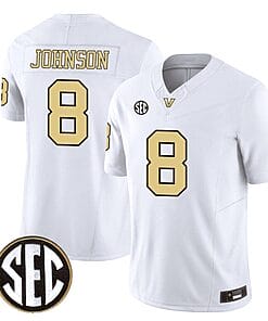 Nate Johnson Jersey #8 Vanderbilt Commodores College Football Stitched White