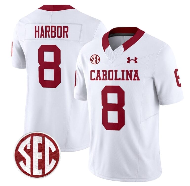 Nyck Harbor Jersey #8 South Carolina Gamecocks Football 1980 Throwback Vapor Limited SEC Patch White