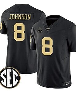 Nate Johnson Jersey #8 Vanderbilt Commodores College Football Stitched Black
