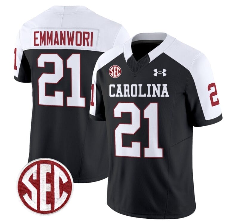 Nick Emmanwori Jersey #21 South Carolina Gamecocks Football 1980 Throwback Vapor Limited SEC Patch Black Alternate