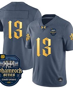 Notre Dame Jersey Number 13 No Name Shamrock Series 2024 College Football Stitched