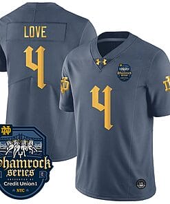 Notre Dame Jersey Number 4 Name Shamrock Series 2024 On The Back College Football Stitched