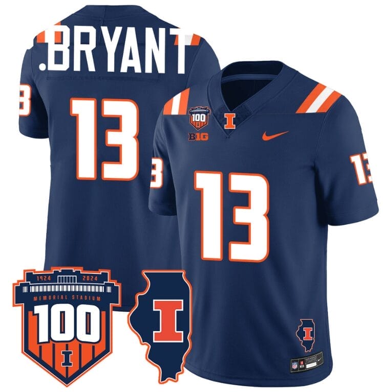 Pat Bryant Jersey #13 Illinois Fighting Vapor Limited College Football Stitched Navy