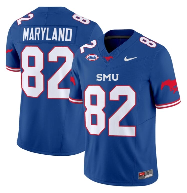 RJ Maryland Jersey #82 SMU Mustangs Icy College Football Vapor Limited Blue