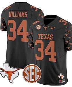Ricky Williams Jersey #34 Texas Longhorns State Map and Sec Patch Vapor Limited College Football Stitched Black