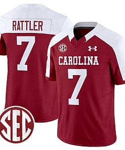 Spencer Rattler Jersey #7 South Carolina Gamecocks Football 1980 Throwback Vapor Limited SEC Patch Garnet Alternate
