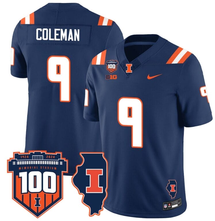 Seth Coleman Jersey #9 Illinois Fighting Vapor Limited College Football Stitched Navy