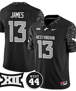 Sam James Jersey #13 West Virginia Mountaineers 2024 Vapor Limited Football Honor Jerry West Stitched Coal