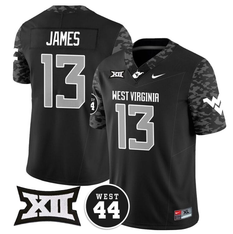 Sam James Jersey #13 West Virginia Mountaineers 2024 Vapor Limited Football Honor Jerry West Stitched Coal