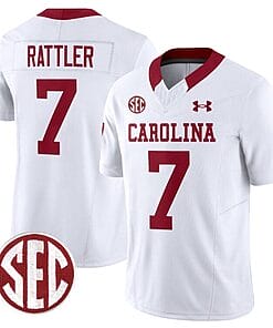Spencer Rattler Jersey #7 South Carolina Gamecocks Football 1980 Throwback Vapor Limited SEC Patch White