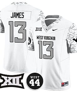 Sam James Jersey #13 West Virginia Mountaineers 2024 Vapor Limited Football Honor Jerry West Stitched White