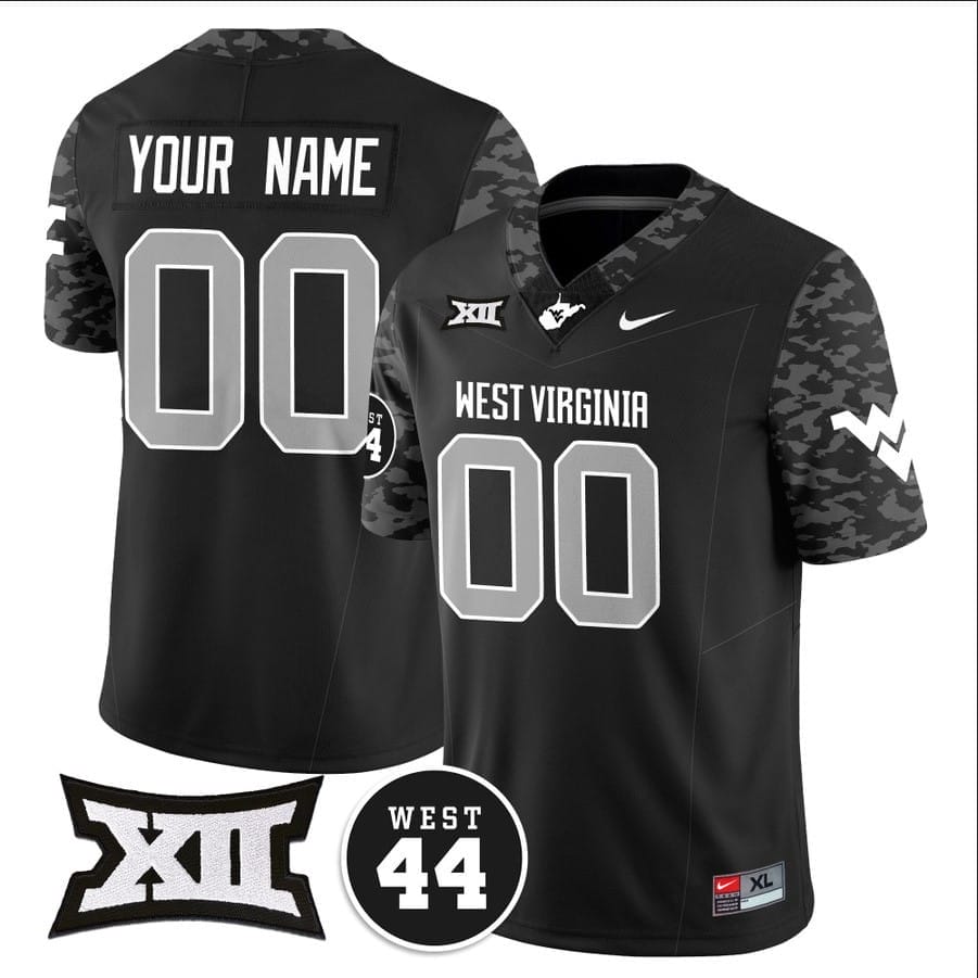 Custom West Virginia Mountaineers Jersey Name and Number 2024 Vapor Limited Football Honor Jerry West Stitched Coal
