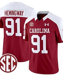 Tonka Hemingway Jersey #91 South Carolina Gamecocks Football 1980 Throwback Vapor Limited SEC Patch Garnet Alternate
