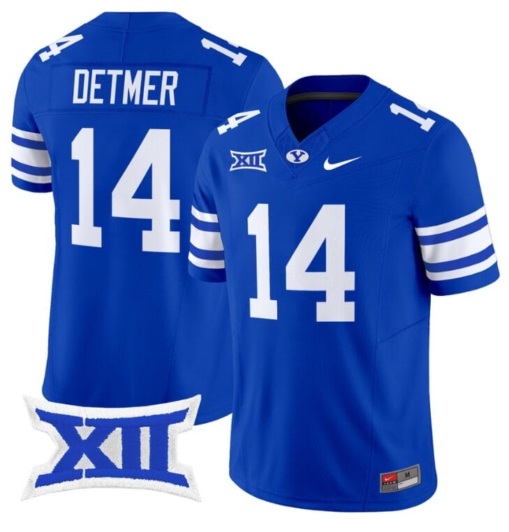 Ty Detmer Jersey #14 BYU Cougars Vapor Limited College Football Stitched Royal