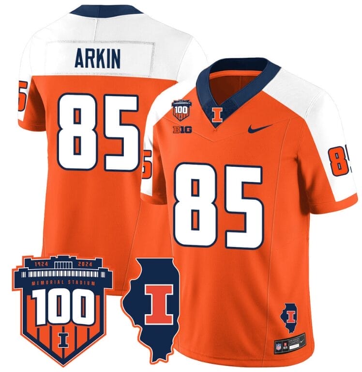 Tanner Arkin Jersey #85 Illinois Fighting Vapor Limited College Football Stitched Orange Alternate