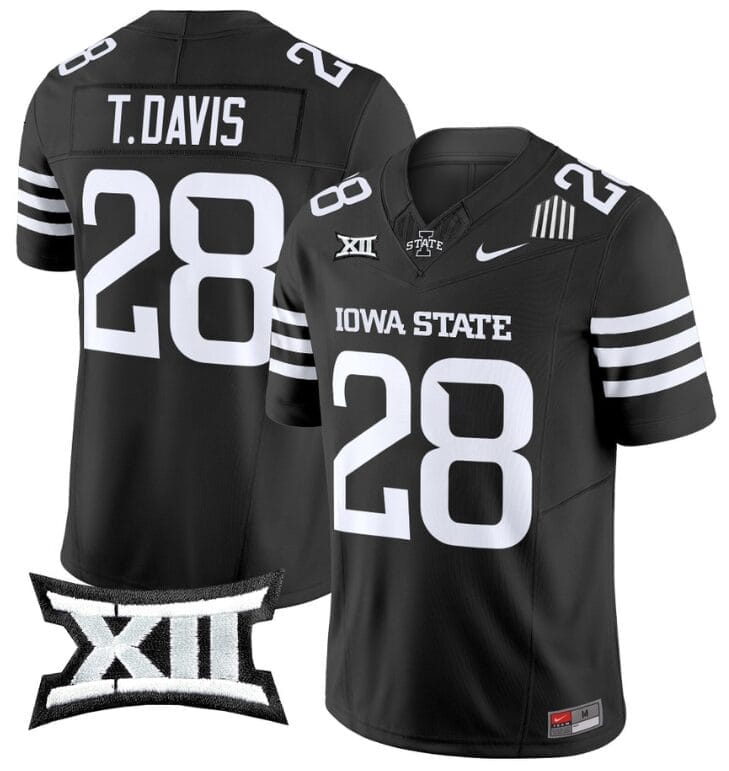 Troy Davis Jersey #28 Iowa State Cyclones Vapor Limited College Football Stitched Black