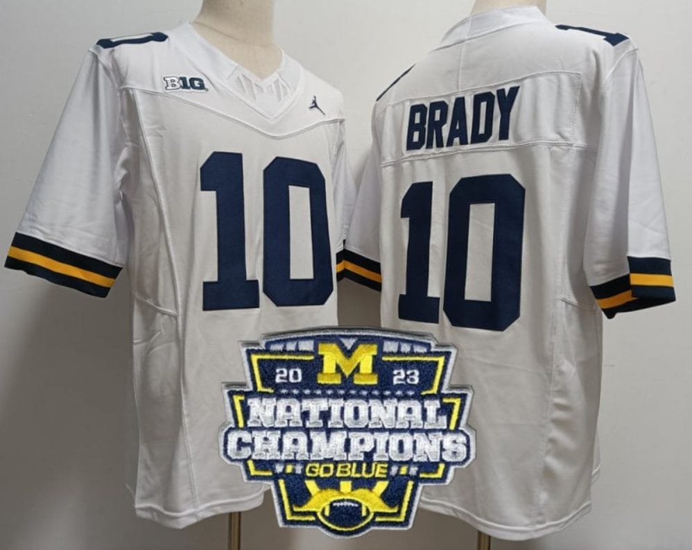 Tom Brady Jersey #12 Michigan Wolverines Football 2023 National Champions Patch White