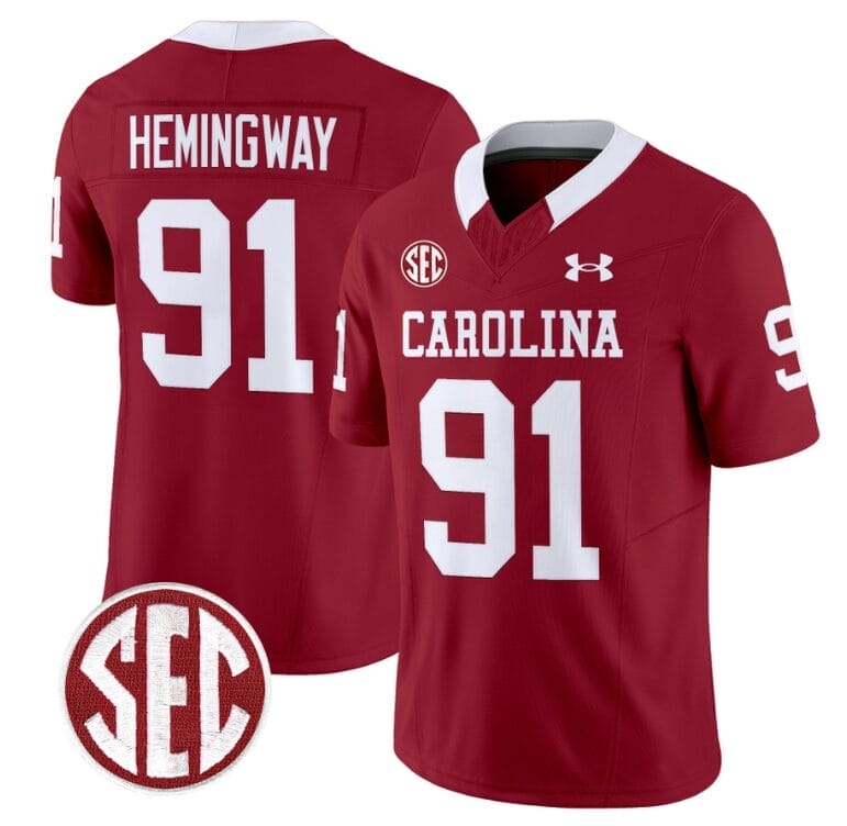 Tonka Hemingway Jersey #91 South Carolina Gamecocks Football 1980 Throwback Vapor Limited SEC Patch Garnet