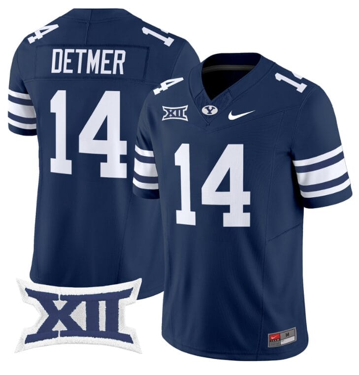 Ty Detmer Jersey #14 BYU Cougars Vapor Limited College Football Stitched Navy