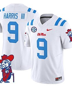 Tre Harris Jersey #9 Ole Miss Rebels Vapor Limited College Football Stitched 2024 White