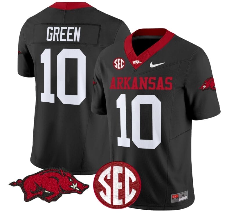 Taylen Green Jersey #10 Arkansas Razorbacks Vapor Limited College Football Stitched Black