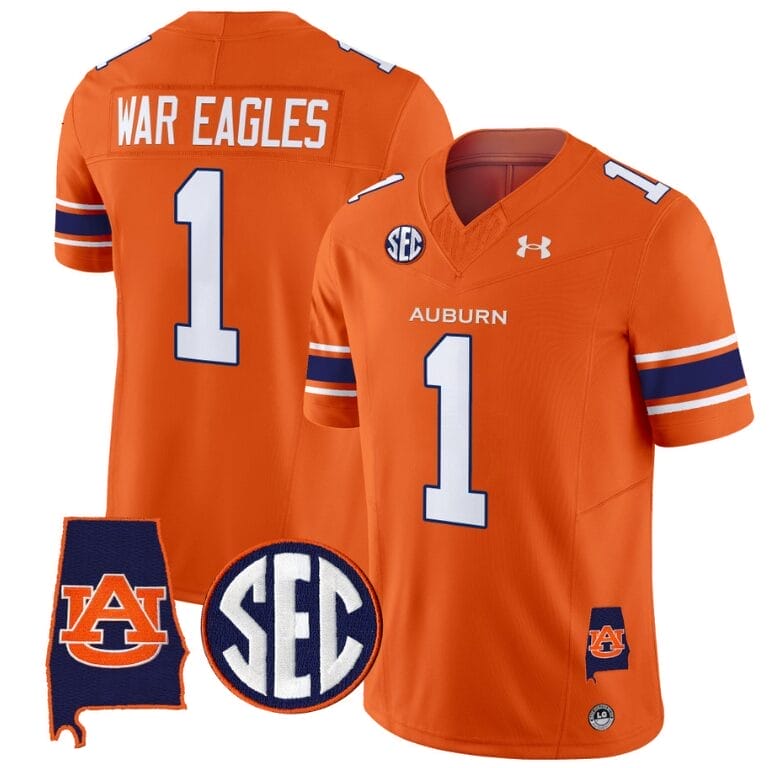 War Eagles Jersey #1 Auburn Tigers SEC Patch Vapor Limited College Football Stitched Orange