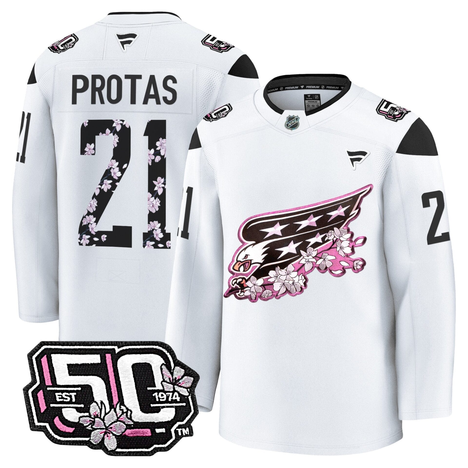Washington Capitals 50th Anniversary Cherry Blossom Premium Jersey - All Stitched - Image 32