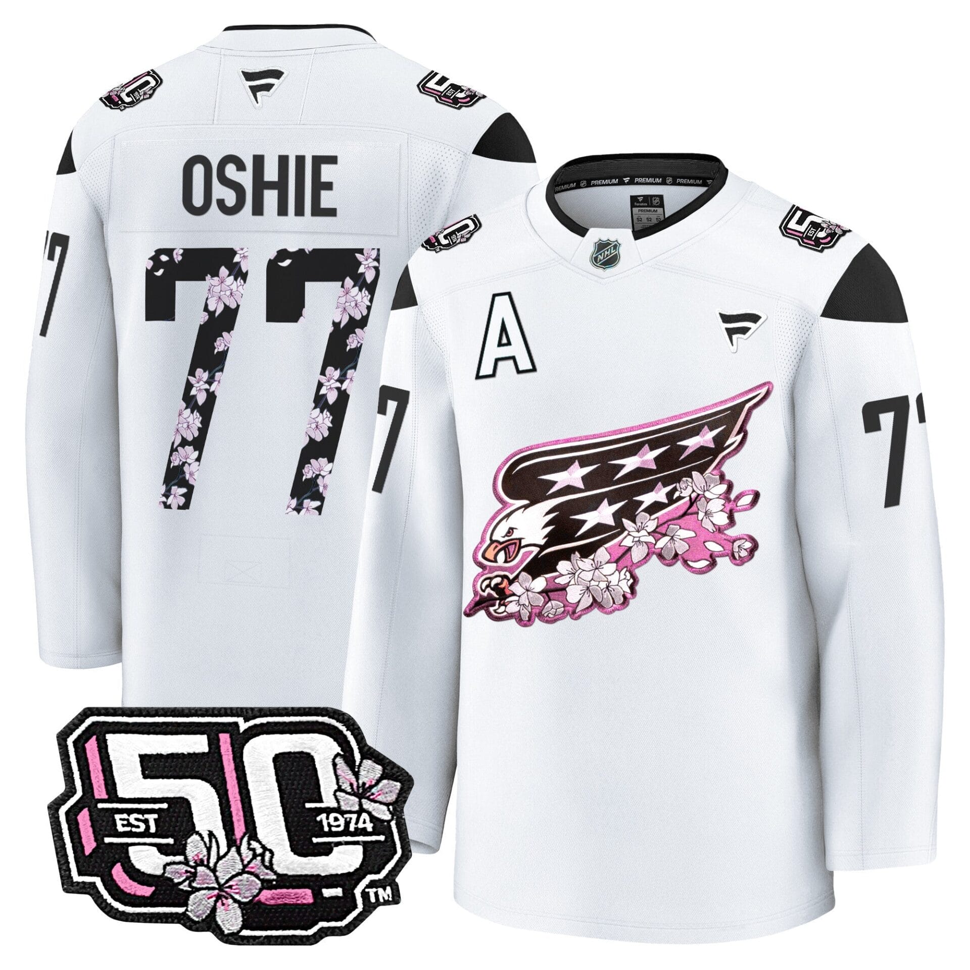 Washington Capitals 50th Anniversary Cherry Blossom Premium Jersey - All Stitched - Image 34