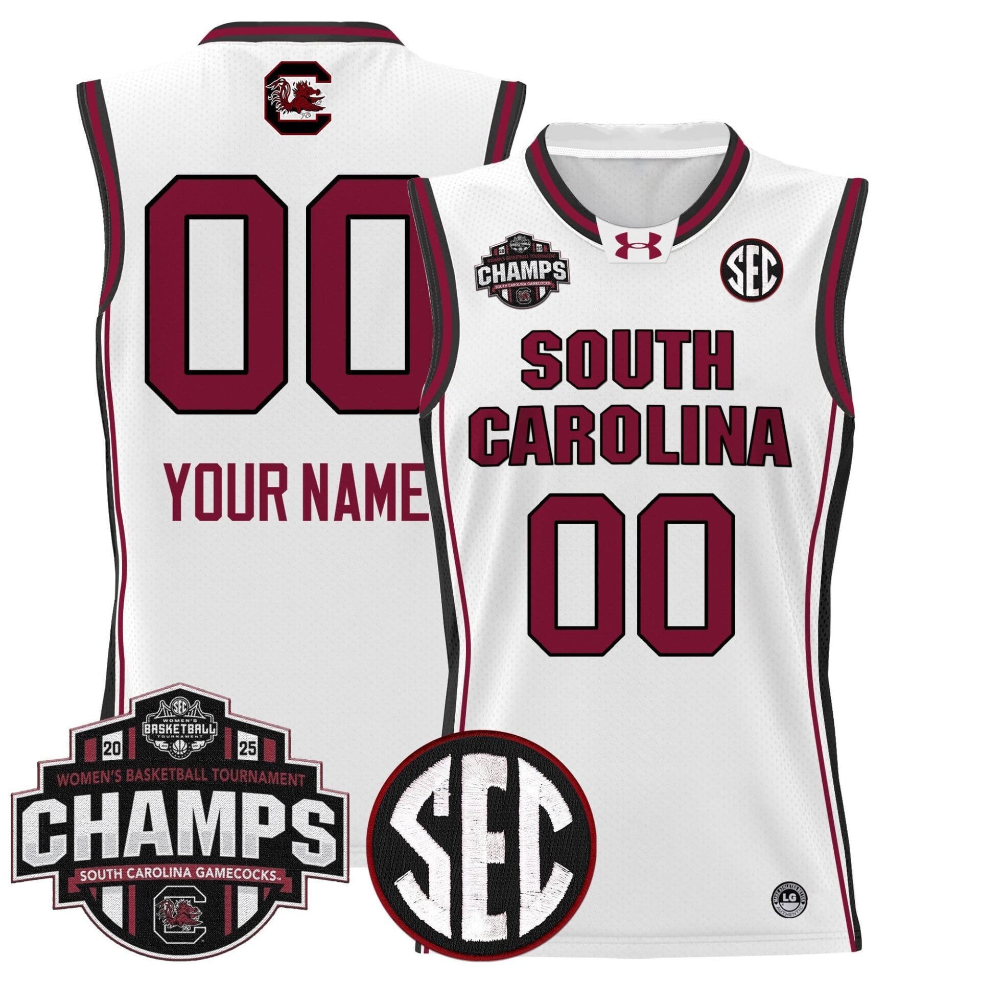 South Carolina Gamecocks 2025 SEC Women's Conference Tournament Champions Lightweight Basketball Custom Jersey - All Stitched - Image 4